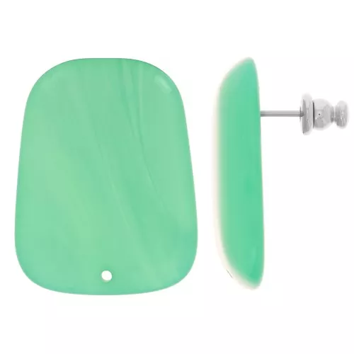 28x22mm Trapeze earstuds in translucent resin - Marbled Turquoise Green x2
