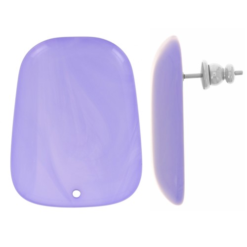 28x22mm Trapeze earstuds in translucent resin - Lavender Marble x2