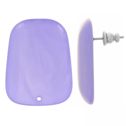 28x22mm Trapeze earstuds in translucent resin - Lavender Marble x2