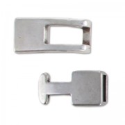 Hook and eye clasp 5mm cords Antique Silver Plating x1|raw }}