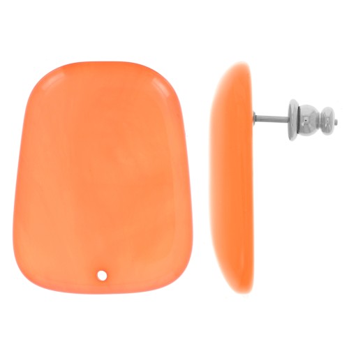 28x22mm Trapeze earstuds in translucent resin - Marbled Coral x2