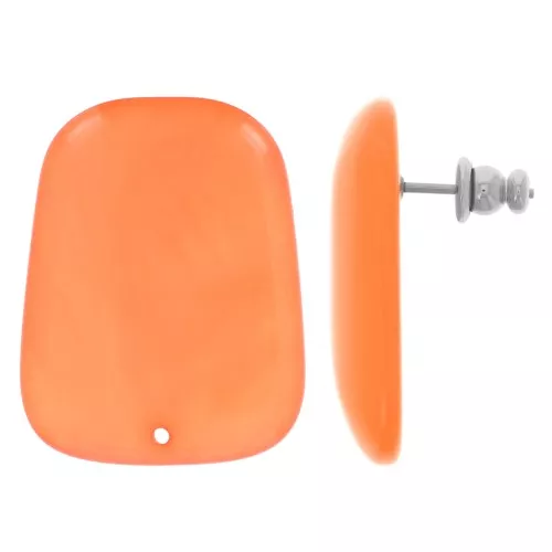 28x22mm Trapeze earstuds in translucent resin - Marbled Coral x2