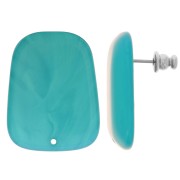 28x22mm Trapeze earstuds in translucent resin - Marbled Lagoon Blue x2|raw }}