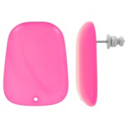 28x22mm Trapeze earstuds in translucent resin - Marbled magenta pink x2|raw }}
