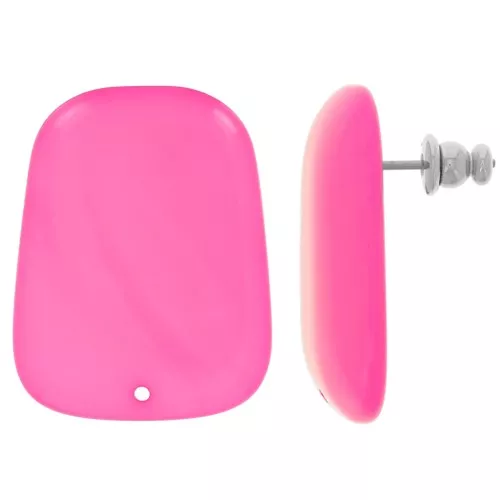 28x22mm Trapeze earstuds in translucent resin - Marbled magenta pink x2