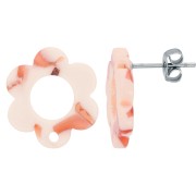 15mm acetate Flower-shaped earstuds - Tortoiseshell Nude x2|raw }}
