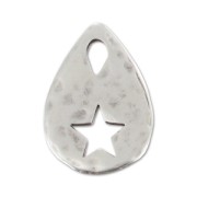 Hammered pendant drop deco star 26mm Antique Silver Plating x1