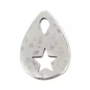 Hammered pendant drop deco star 26mm Antique Silver Plating x1