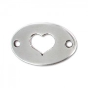 Spacer deco heart 2 holes 20x13mm Antique Silver Plating x1