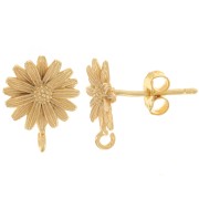 9mm daisy flower earstuds with open hoop - Fine Gold-plated x2