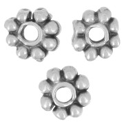 Rondelle beads flower 6 mm - Aged silver x10|raw }}