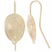 16x11mm Oval earwires with closed hoop - Fine Gold-plated x2