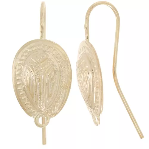 16x11mm Oval earwires with closed hoop - Fine Gold-plated x2