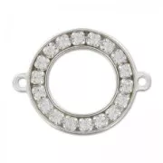 925 Sterling Silver Spacer rhinestones round 2 rings 15,5mm x1