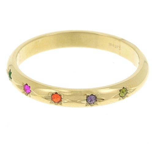 304L stainless steel Fine zirconium oxide ring star-set S57 - Gold x1