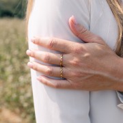 304L stainless steel Fine zirconium oxide ring star-set S57 - Gold x1