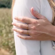 304L stainless steel Fine zirconium oxide ring star-set S57 - Gold x1