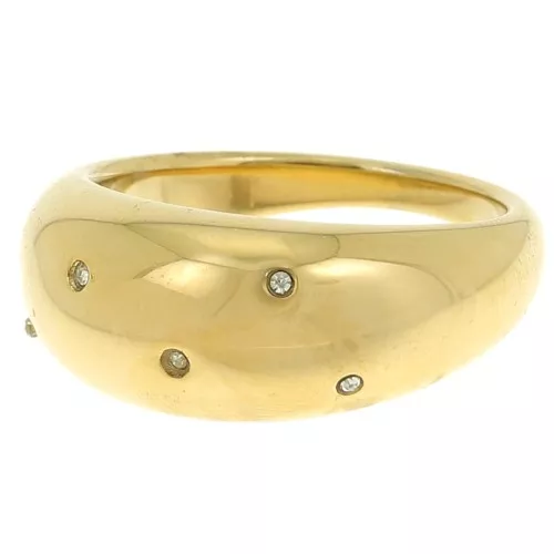 10mm Stainless steel 304L Dome ring with zirconium oxides - S57 - Gold x1