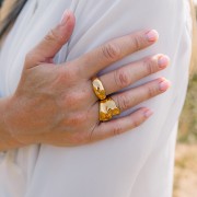 10mm Stainless steel 304L Dome ring with zirconium oxides - S57 - Gold x1