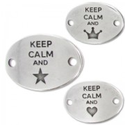 Spacer keep calm 2 holes 29x20 mm Antique Silver Plating x1