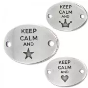 Spacer keep calm 2 holes 29x20 mm Antique Silver Plating x1