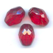 Fire Polished faceted olive-shaped beads 13x10mm Light Siam x8