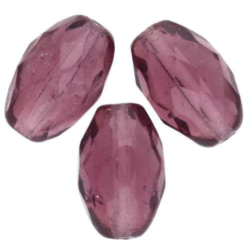 Fire Polished faceted olive-shaped beads 13x10mm Amethyst x8