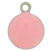 8mm 304 stainless steel and epoxy resin round charms - Pink x5|raw }}