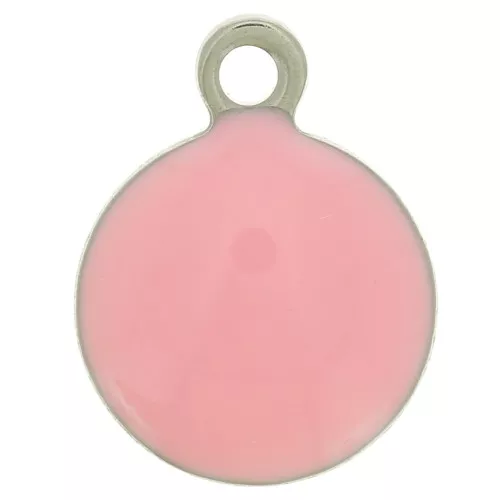 8mm 304 stainless steel and epoxy resin round charms - Pink x5