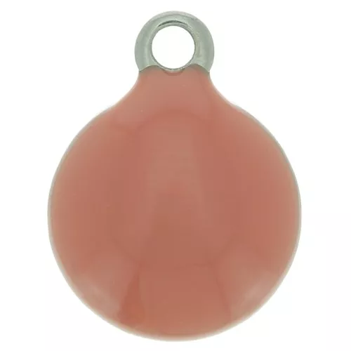 8mm 304 stainless steel and epoxy resin round charms - Antique Pink x5