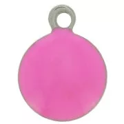 8mm 304 stainless steel and epoxy resin round charms - Fuchsia x5