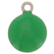 8mm 304 stainless steel and epoxy resin round charms - Green x5