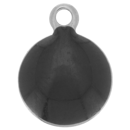 8mm 304 stainless steel and epoxy resin round charms - Black x5