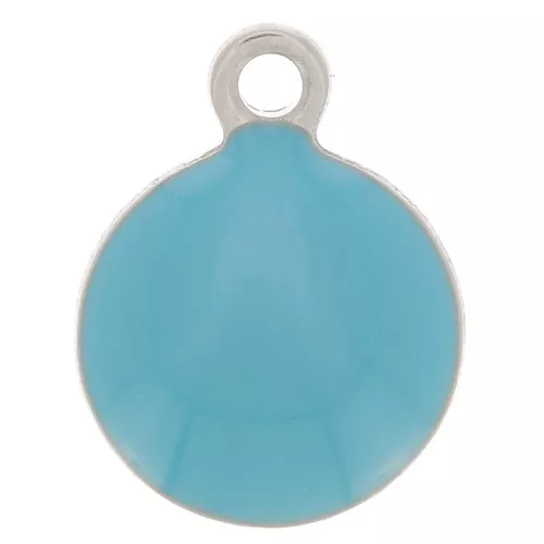 8mm 304 stainless steel and epoxy resin round charms - Turquoise x5