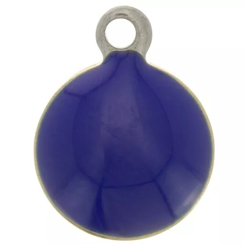 8mm 304 stainless steel and epoxy resin round charms - Navy blue x5