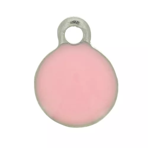 4.5mm 304 stainless steel and epoxy resin round charms - Pink x10