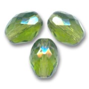 Fire Polished faceted olive-shaped beads 13x10mm Olivine x8|raw }}