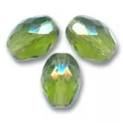 Fire Polished faceted olive-shaped beads 13x10mm Olivine x8