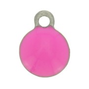 4.5mm 304 stainless steel and epoxy resin round charms - Fuchsia x10