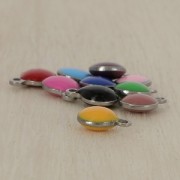 4.5mm 304 stainless steel and epoxy resin round charms - Antique Pink x10
