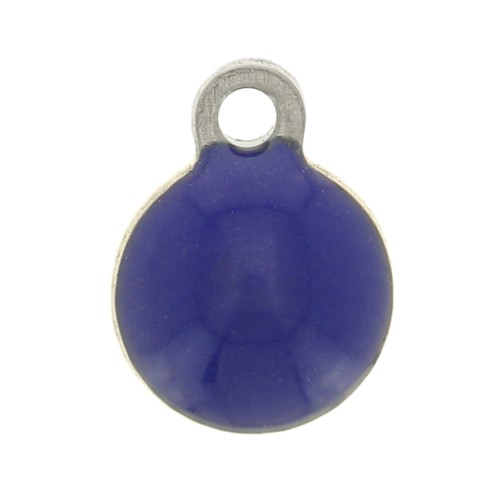 4.5mm 304 stainless steel and epoxy resin round charms - Navy blue x10