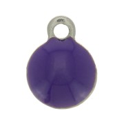 4.5mm 304 stainless steel and epoxy resin round charms - Dark purple x10