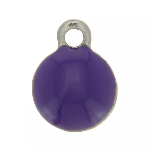 4.5mm 304 stainless steel and epoxy resin round charms - Dark purple x10