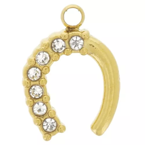 11x8mm Stainless steel 304L Charm Horseshoe - zirconium oxides - Gold x1