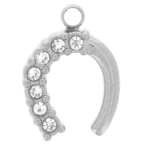 11x8mm Stainless steel 304L Charm Horseshoe - zirconium oxides x1