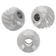 5mm 316L stainless steel flattened round beads x5