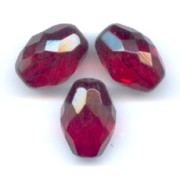 Fire Polished faceted olive-shaped beads 13x10mm Siam x8|raw }}