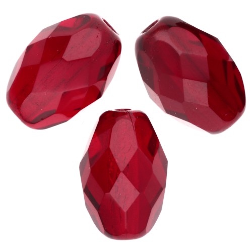 Fire Polished faceted olive-shaped beads 13x10mm Siam x8