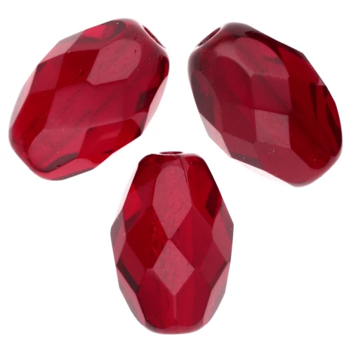 Fire Polished faceted olive-shaped beads 13x10mm Siam x8