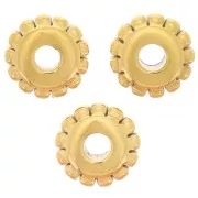 5mm 304L stainless steel Roundel beads with small balls - Gold x5